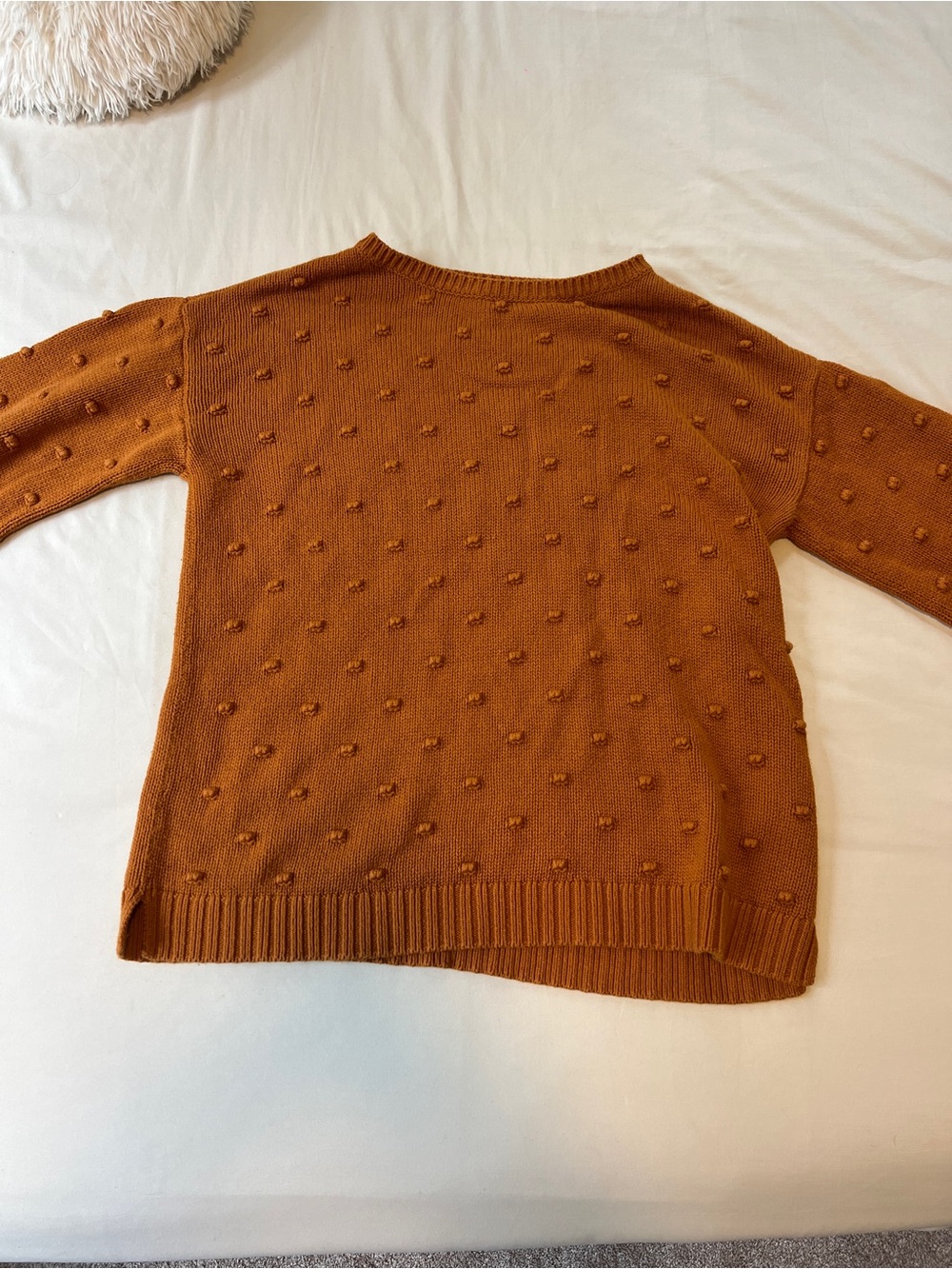 Harper Bobble-Textured Crewneck Sweater in Rust